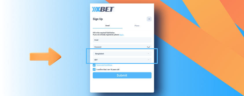 Fourth step to registering with XXXBet