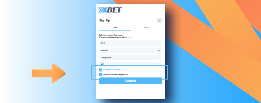 Fifth step to registering with XXXBet